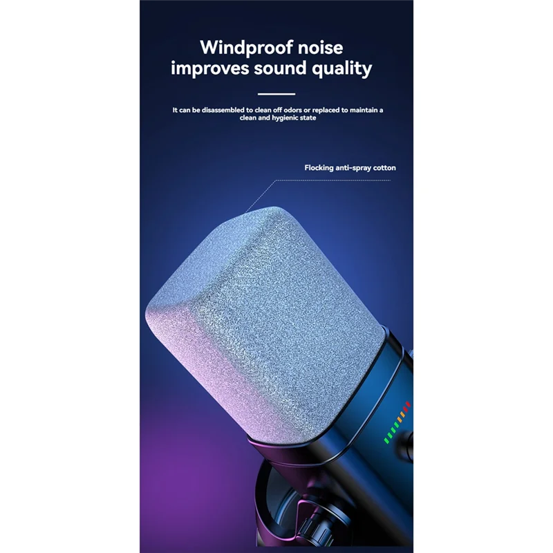 ميكروفون ديناميكي B48A RGB للألعاب USB/XLR مع تقليل الضوضاء وكتم الصوت ومقبس سماعة الرأس لألعاب البودكاست المتدفقة #2