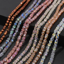 Faceted Semi-Ellipse Beads Shiny Austrian Crystal Beads Czech Glass Beads for Jewelry Making Bracelet Handwork Accessories 6MM