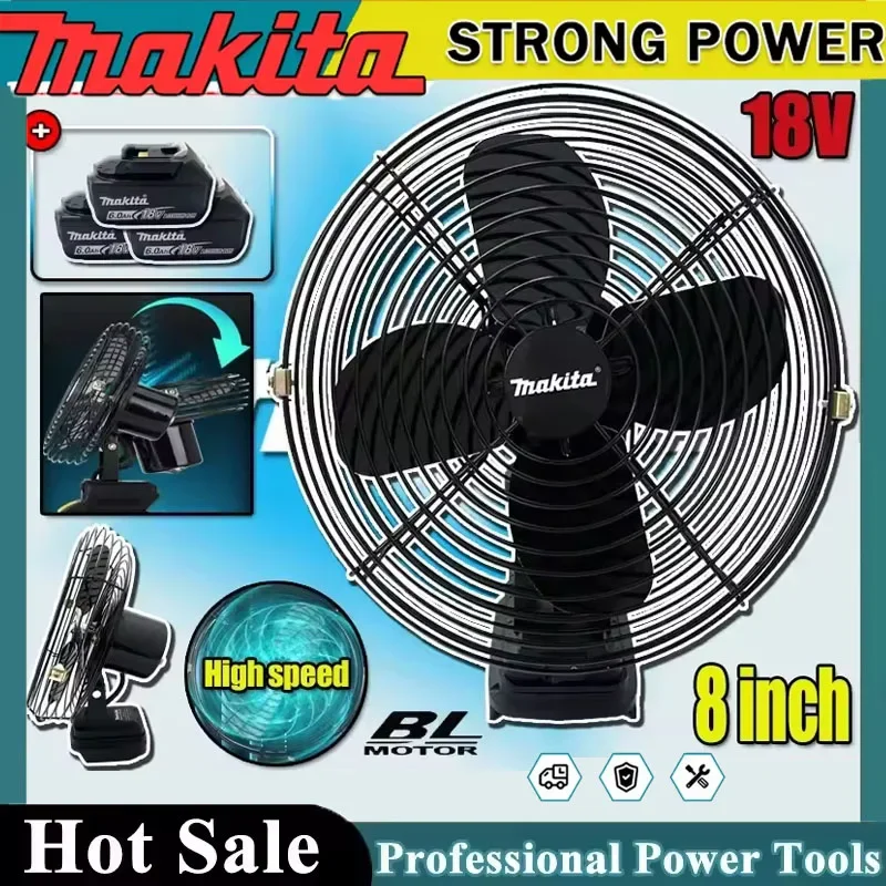 

Вентилятор для кемпинга Makita, 8 дюймов, беспроводной, для рыбалки на открытом воздухе, настольный, портативный, металлический, с мощным потоком воздуха, совместим с аккумуляторами Makita 18В/20В
