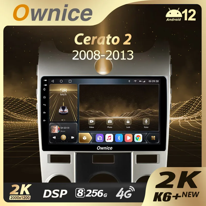 Ownice K6+ 2K  for KIA Cerato 2 2008 - 2013  Ownice Android 12.0 Car Radio GPS 2din Carplay 4G LTE 5G Wifi Autoradio 360 SPDIF