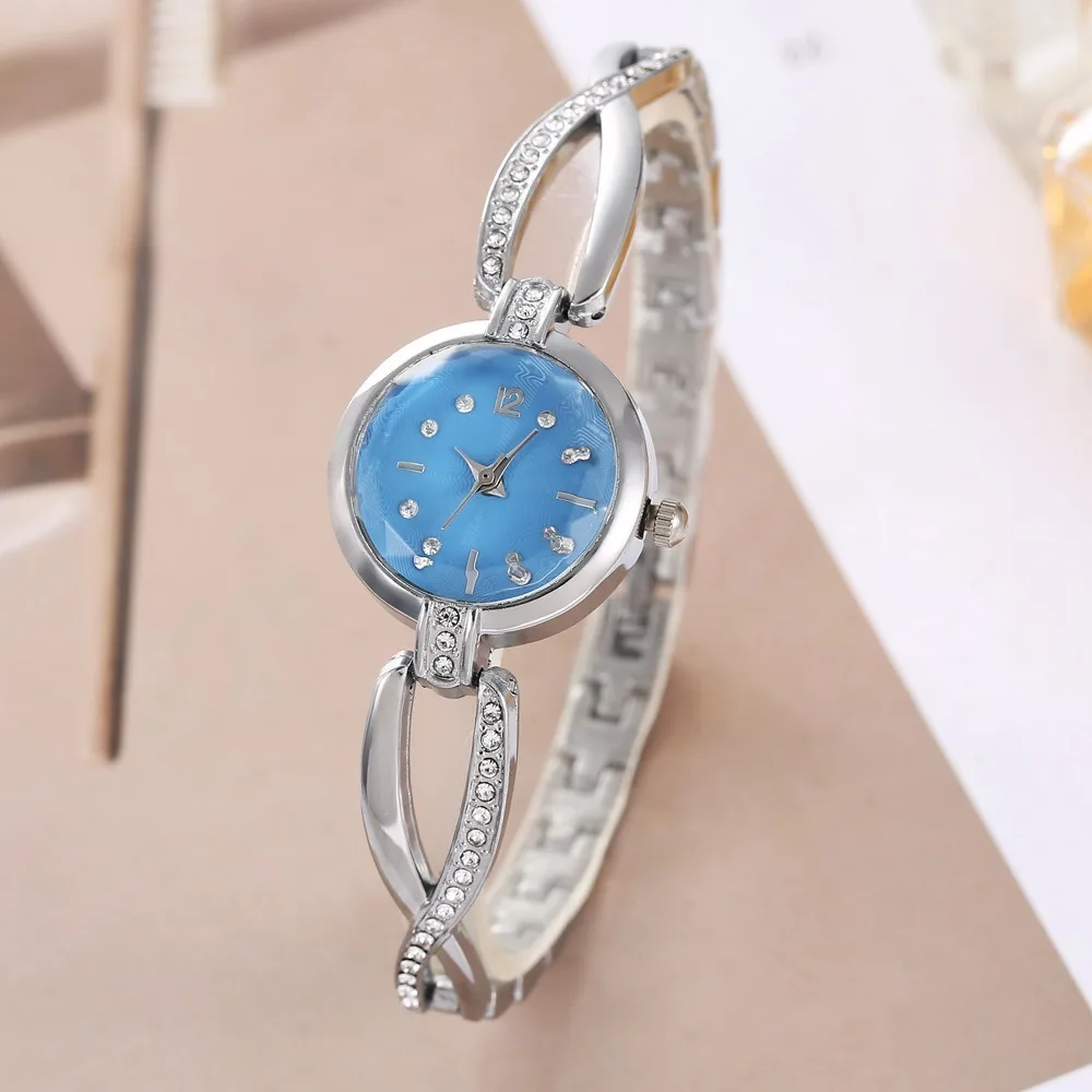 1 قطعة/2 قطعة مجموعة ساعات نسائية فاخرة حزام فضي السيدات كوارتز ساعة اليد سوار معدني للسيدات طقم مجوهرات ساعة هدية #4