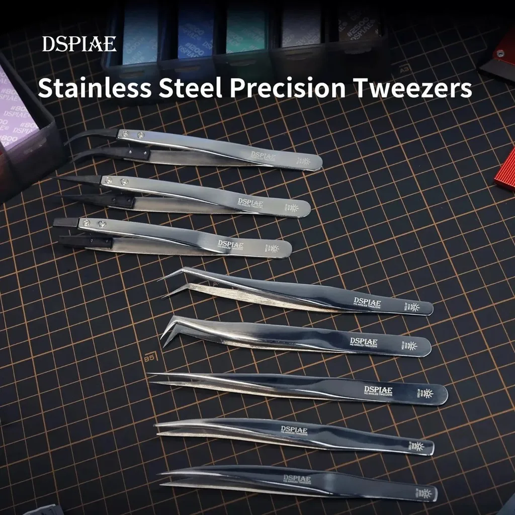 DSPIAE AT-TZ HG Stainless Steel Precision Angled Tweezers for Gundam Military Models Antistatic Antimagnetic Heat Resistant Tool