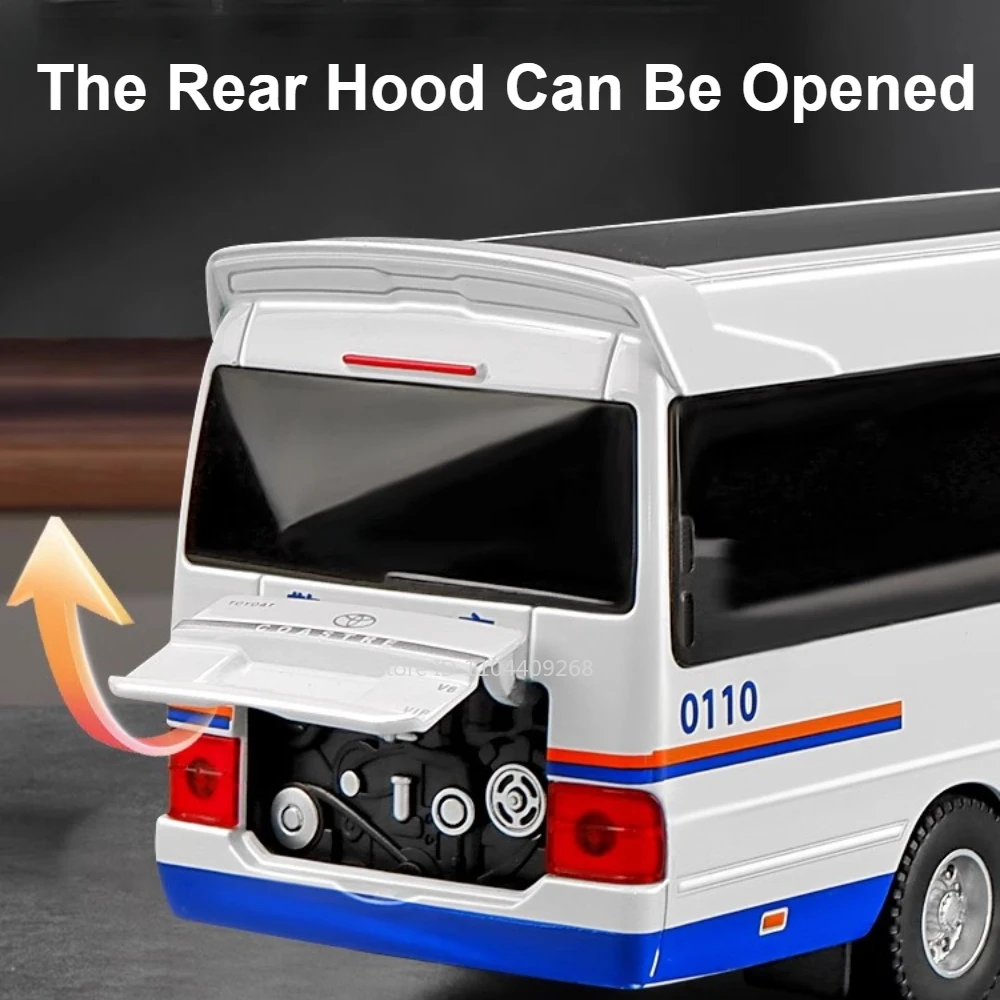 1:32 Bilancia Sottobicchiere Modello di Auto Della Polizia Giocattolo In Lega Pressofuso Suono Luce Tirare Indietro Porte Aperti Modelli di Bus Hobby Ornamenti Regali