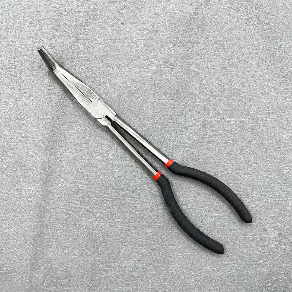 Long Reach Needle Nose Pliers 11 Inch Extra Long Bent O Type Tip Industrial Grade Hand Tools For Mechanical Maintenance