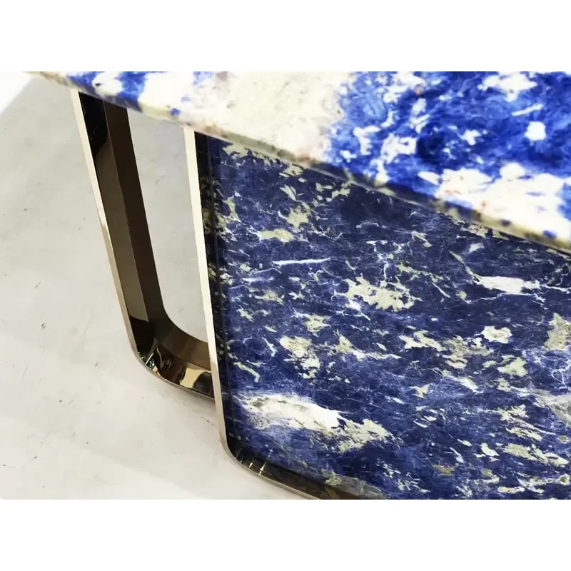 Custom Granite 120x60 Tables Blue Marble Dining Table for Interior Kitchen Living Room Table Top Blue Marble With Gold