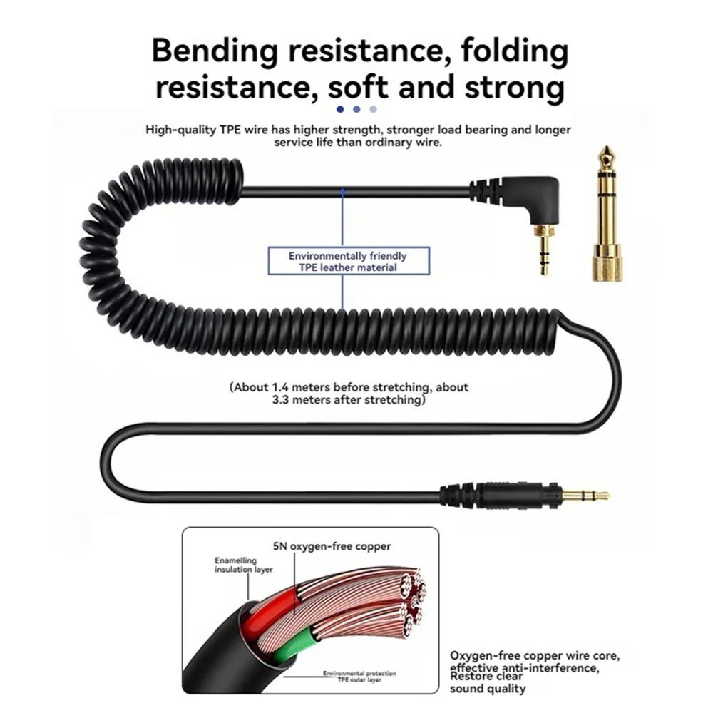 テクニクス EAH-DJ1200 DJ モニタリングヘッドフォンケーブル DJ ヘッドフォン交換ケーブル スプリングプラグ付き