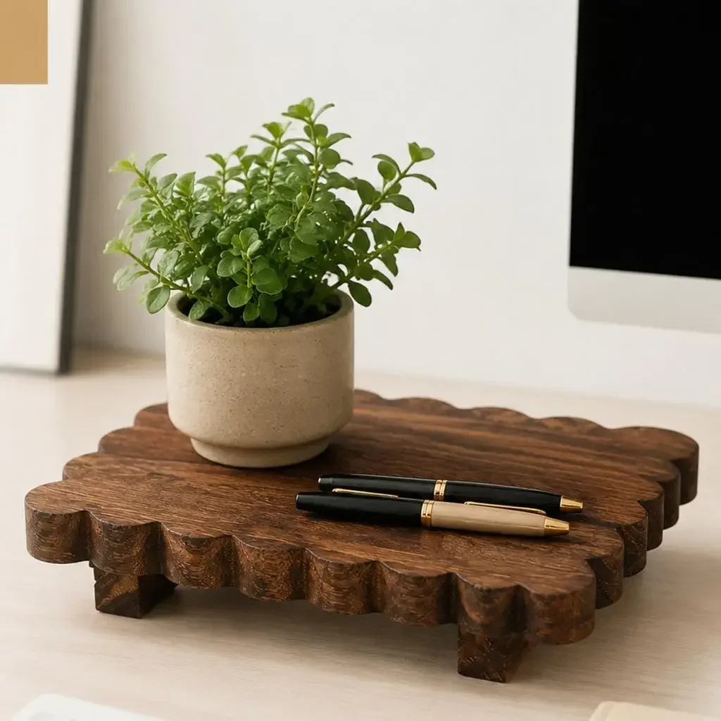Wood Pedestal Soap Stand Wooden Riser Stand Gift Elegant Women Display Soap Tray Counter for Candle Vases Plant Bathroom Sink