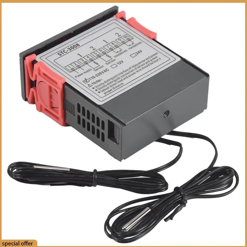 A68Z Termostato Digital Controlador de Temperatura STC-3008 Termómetro Sensor Higrómetro 12V 24V 220V