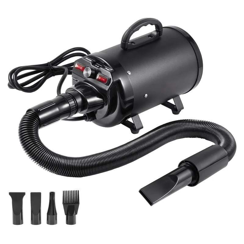 

2800W Dog Blow Dryer with Adjustable Speed & Temperature, 4 Nozzles, Extendable Hose, Black