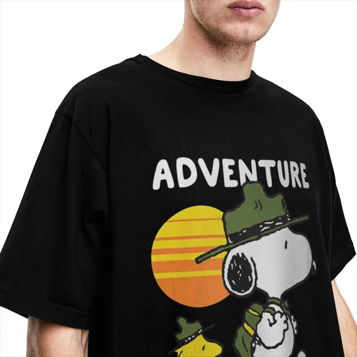 Homens amendoim snoopy aventura atende camisetas de algodão verão streetwear manga curta t camisa o-pescoço harajuku impressão camiseta