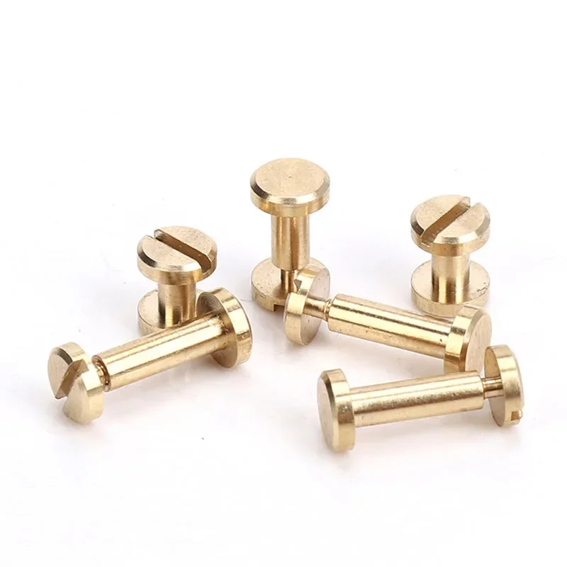 10pcs Solid Brass Binding Chicago Screws Nail Stud Rivets For Photo Album Leather Craft Studs Belt Wallet Fasteners 6mm cap