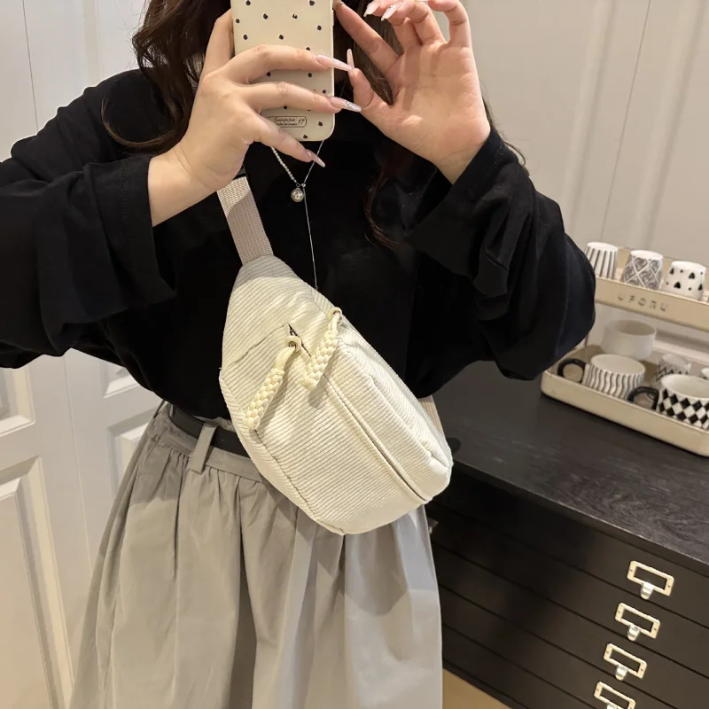 

Women Waist Pack Large Capacity Corduroy Fanny Pack Street Style Chest Bag Fashion Shoulder Crossbody Bags Casual Waist Belt Bag