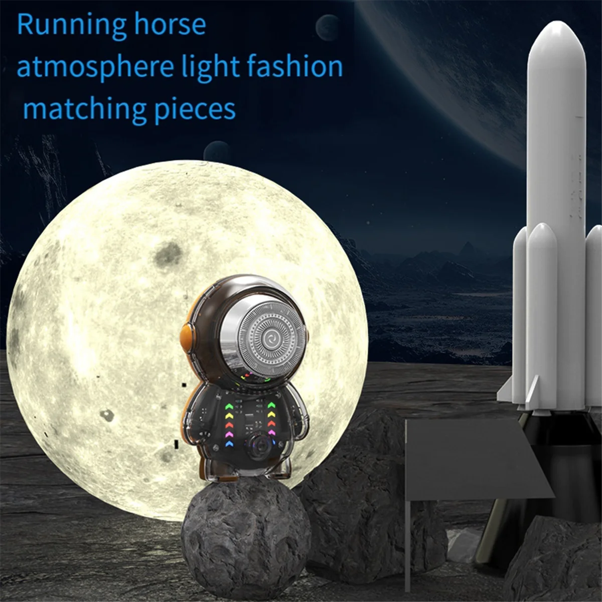 

Astronaut Electric Shaver with RGB Light Portable USB Shaver Men's Electric Shaver Travel Mini Shaver B