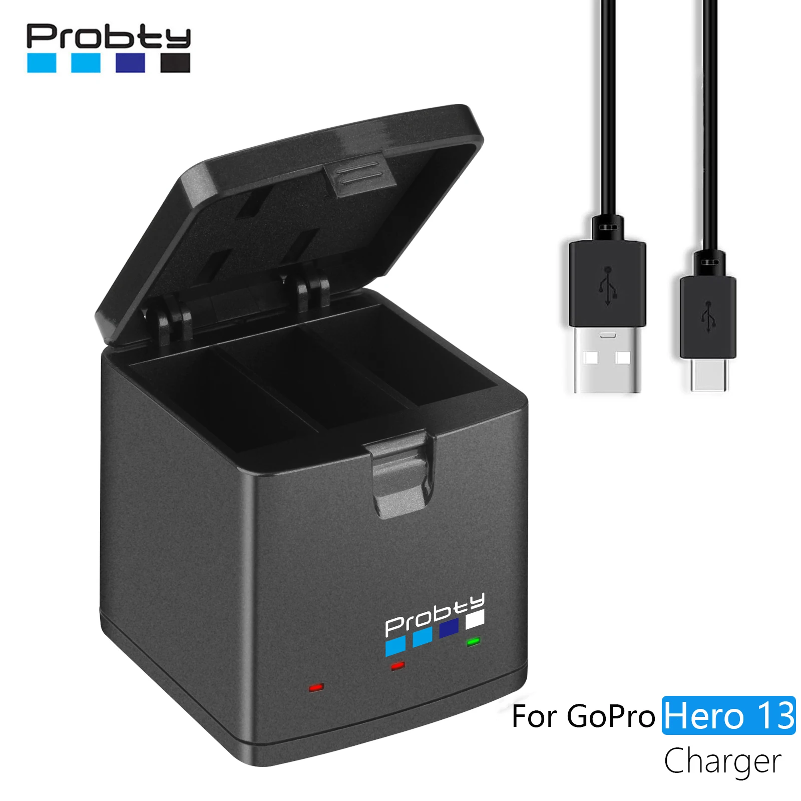 For GoPro Hero 13 Charger Charging Case 3 Slots Battery Fast Charging Box For Go Pro Hero 13 Accessories