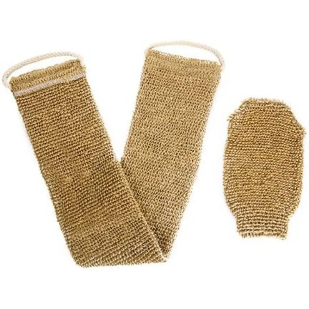 2PCS Shower Strap Ramie Jute Bath Towel Back Body Exfoliating Belt Shower Scrubber for Body Cleaning Bathroom