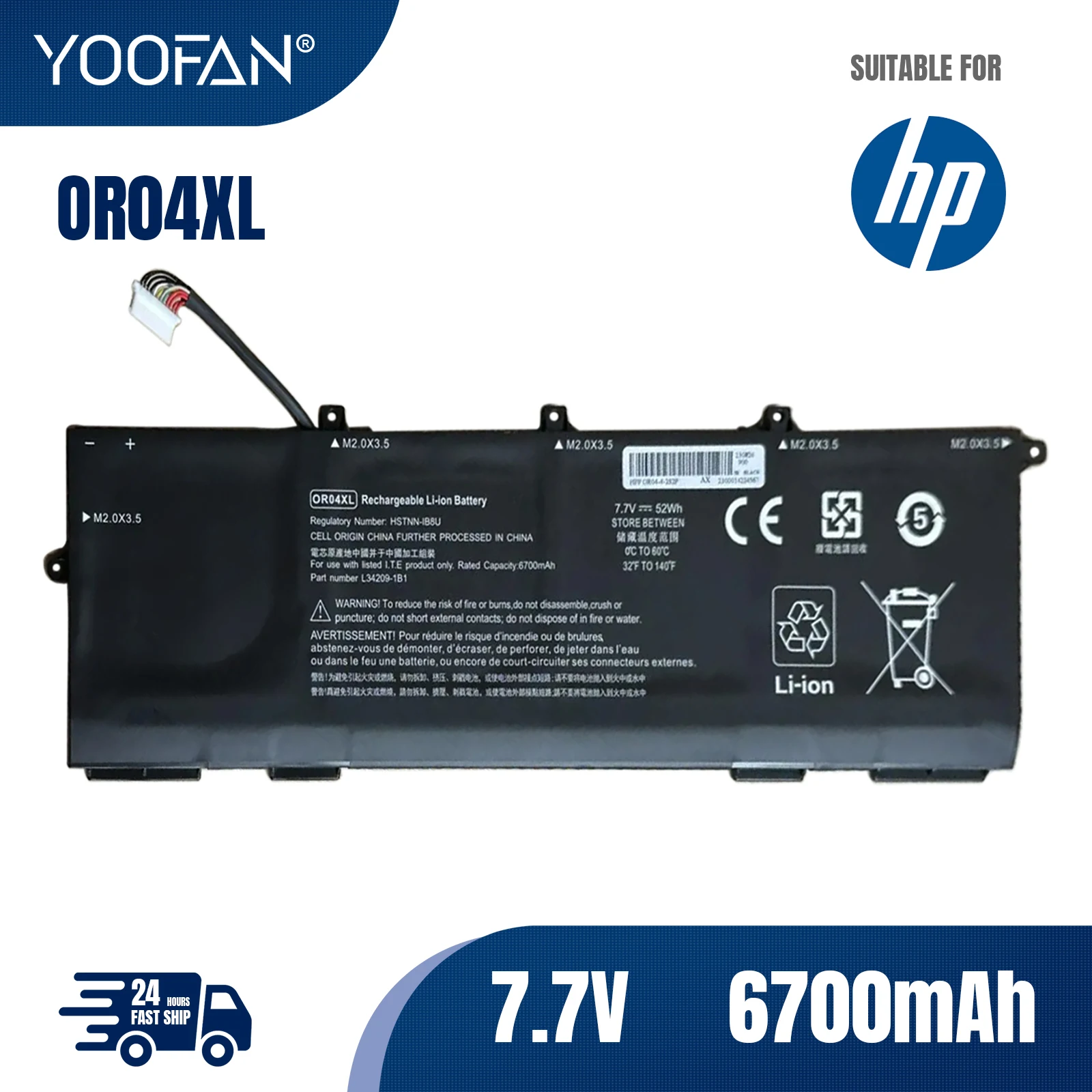 

YOOFAN OR04XL Laptop battery For HP ZHAN X13 G2 X360 830 G6 HSTNN-IB8U HSTNN-DB9C L34449-005 L34209-1B1 L34209-2B1