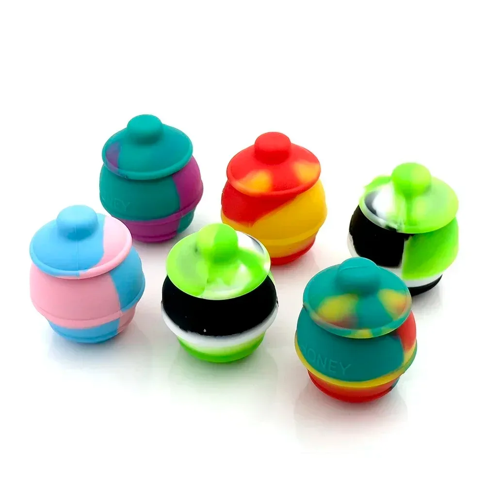 

35ml Heat Resistant Silicone Jar with Lid Honey Wax Oil Storage Box Portable Organizer Smoking Kit Accessory for Travel