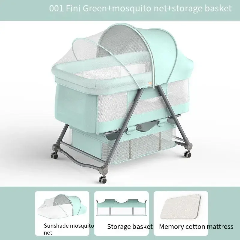 Foldable Baby Crib Multifunctional Portable Adjustable Newborn Sleeping Basket with Mosquito Net Baby Bassinet Adjustable Cradle