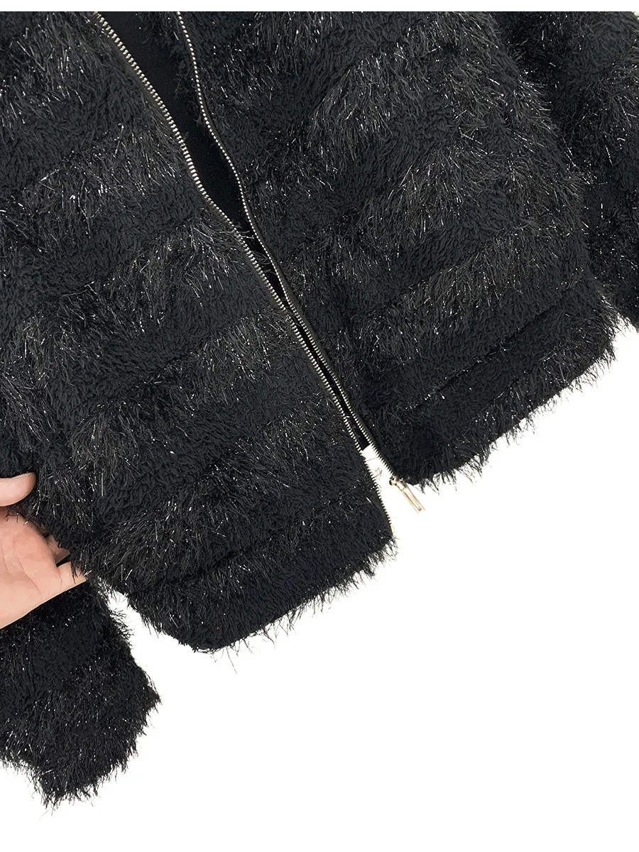 Winter Tassel Design Short Loose Jacket Stylish Men Fashion Trend Warm Thickened Sequin Zipper Stand Collar Coat