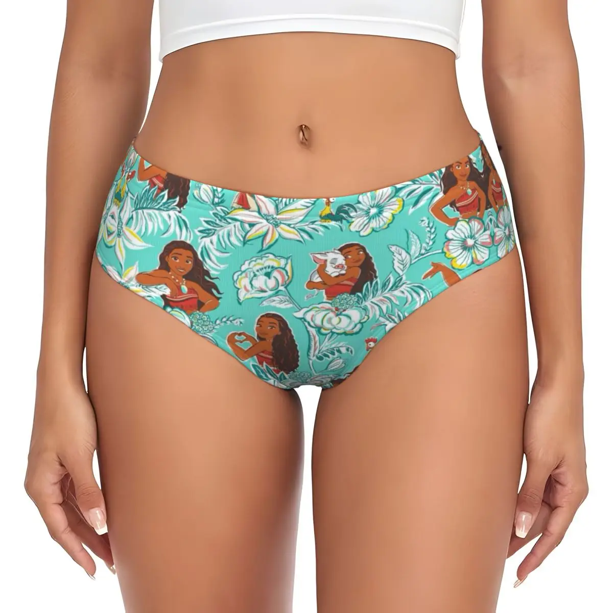 Custom Moana Island Girl Briefs Underwear Women's Breathable Stretch Panties