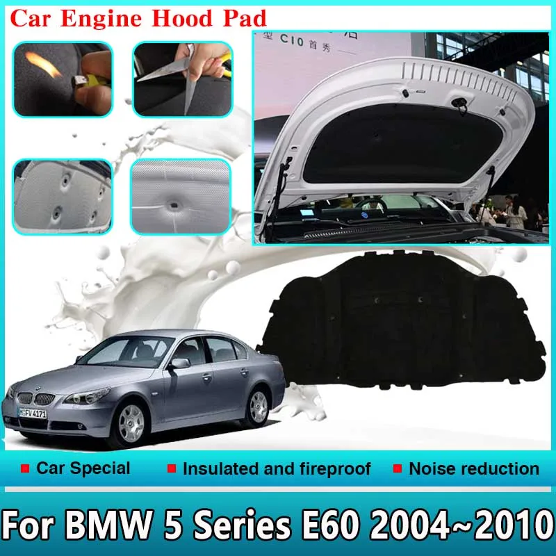 

Car Engine Hood Sound Pads for BMW 5 Series E60 2004 2005~2010 Car Front Heat Insulation Cotton Cover Fireproof Auto Accessories