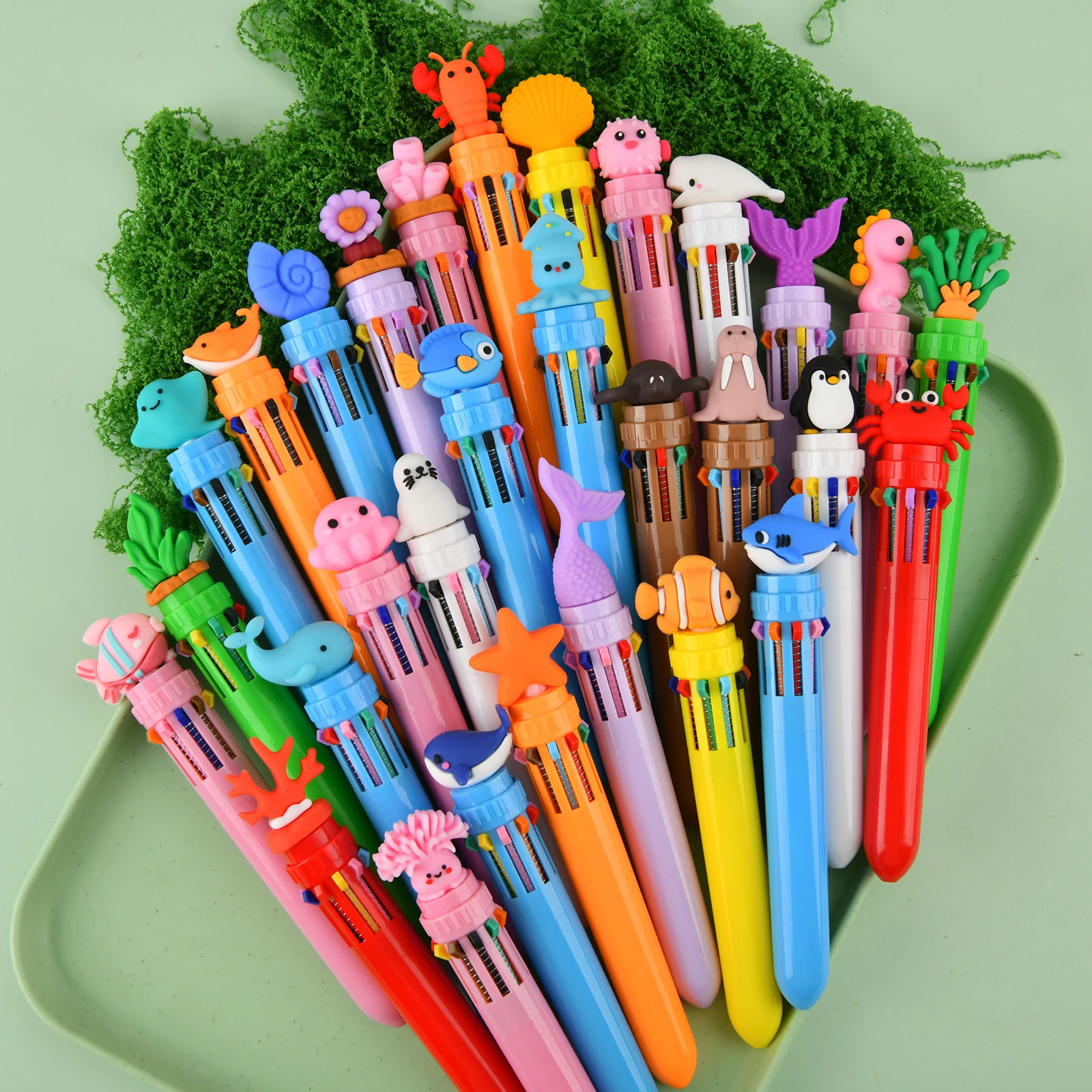 Multi-color Ballpoint Pens Cute Ocean Animal Retractable Pens for Students Kids School Office