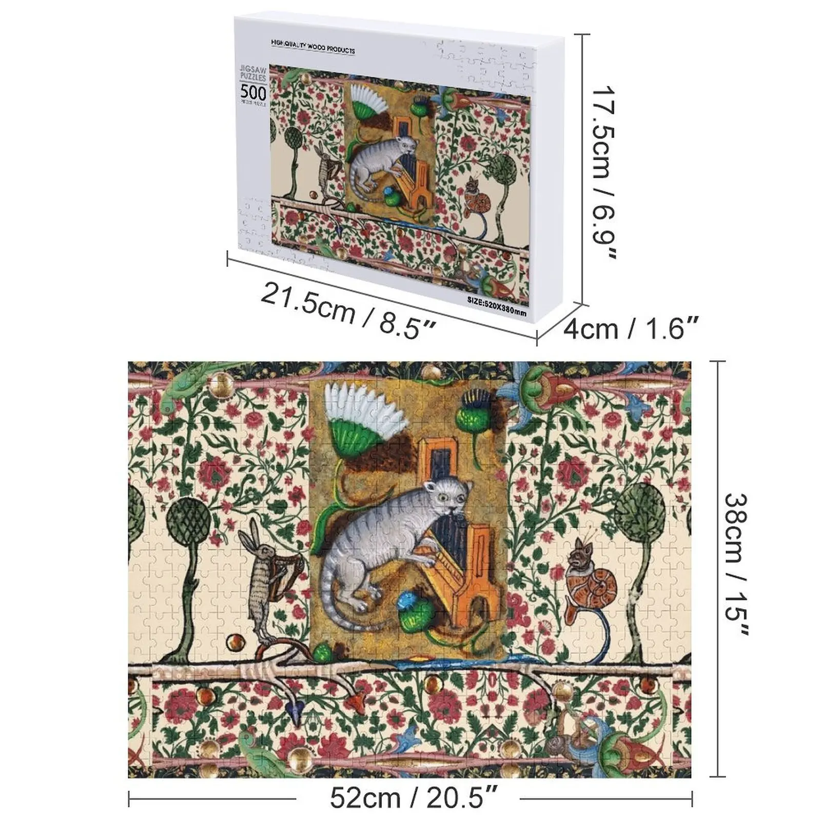 WEIRD MEDIEVALE SUZIARIO MAKING MUSIC, Gatto che gioca con l'organo, Arpista Coniglio, Gatto lumache Puzzle Animale Puzzle IQ Puzzle