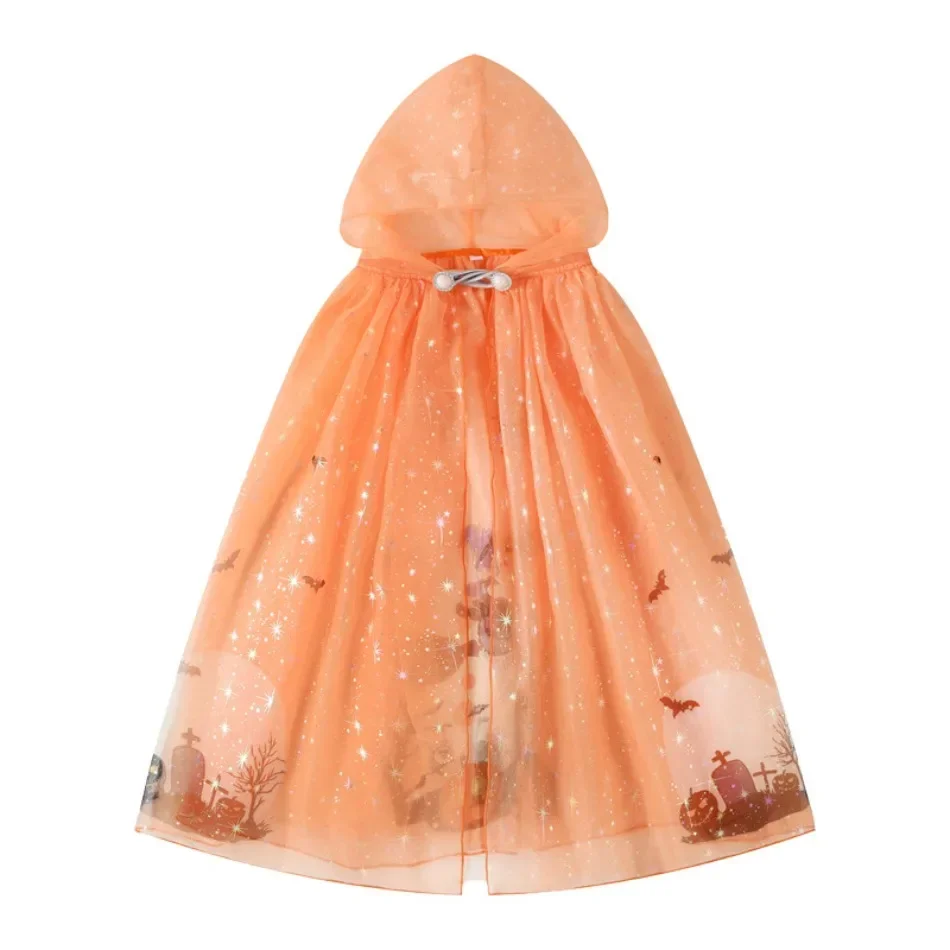 Kids Halloween Witch Hooded Cape Costume Set With Witch Hat Wand Candy Bag Children Party Girls Witch Dress Up Cloak XMZ65