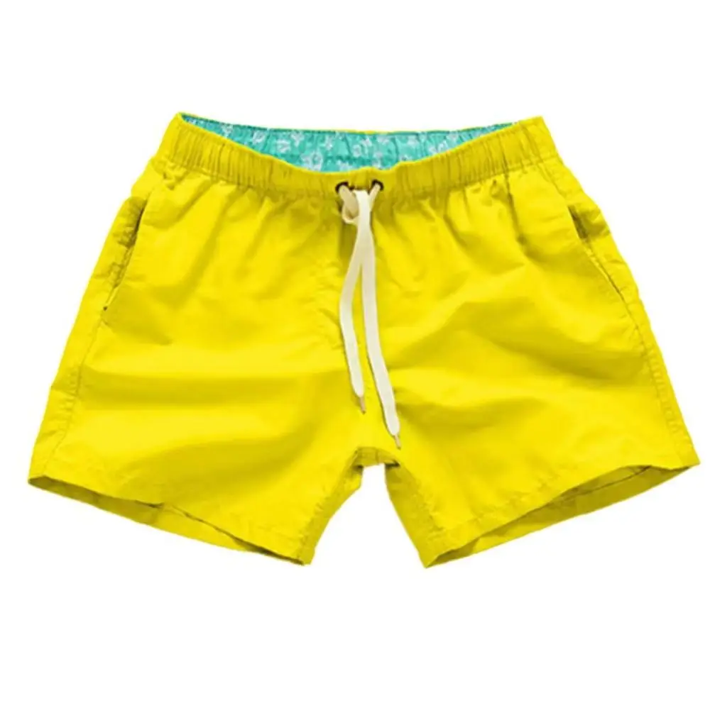 

Casual Solid Color Summer Beach Shorts Pants Men Drawstring Swimming Trunks Summer Beach Party Swimming Pool Board Shorts
