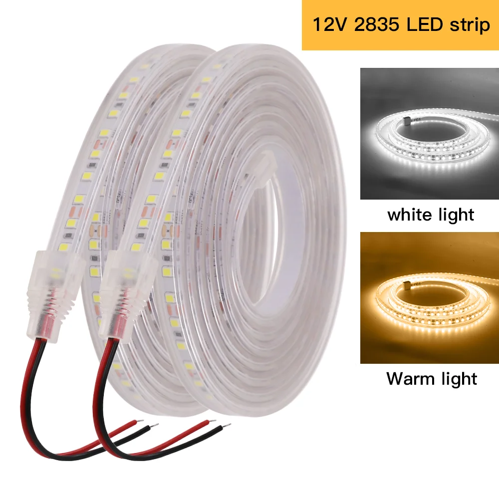 12V 24V taśma LED wodoodporna SMD2835 120 diod LED/m taśma LED o wysokiej jasności biała ciepła biała elastyczna lampa linowa dekoracja wnętrz
