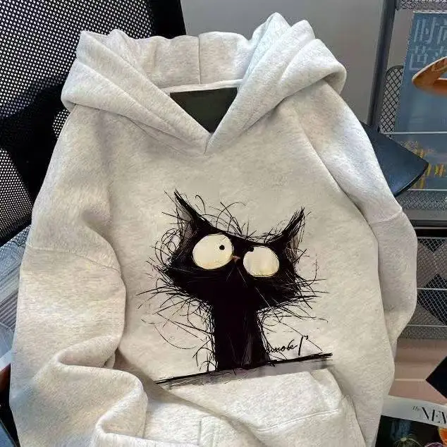 

Осень-зима, теплая мужская и женская толстовка с принтом собаки, пуловер на подкладке в корейском стиле, толстовка с капюшоном для холодной погоды, новинка 2023 года