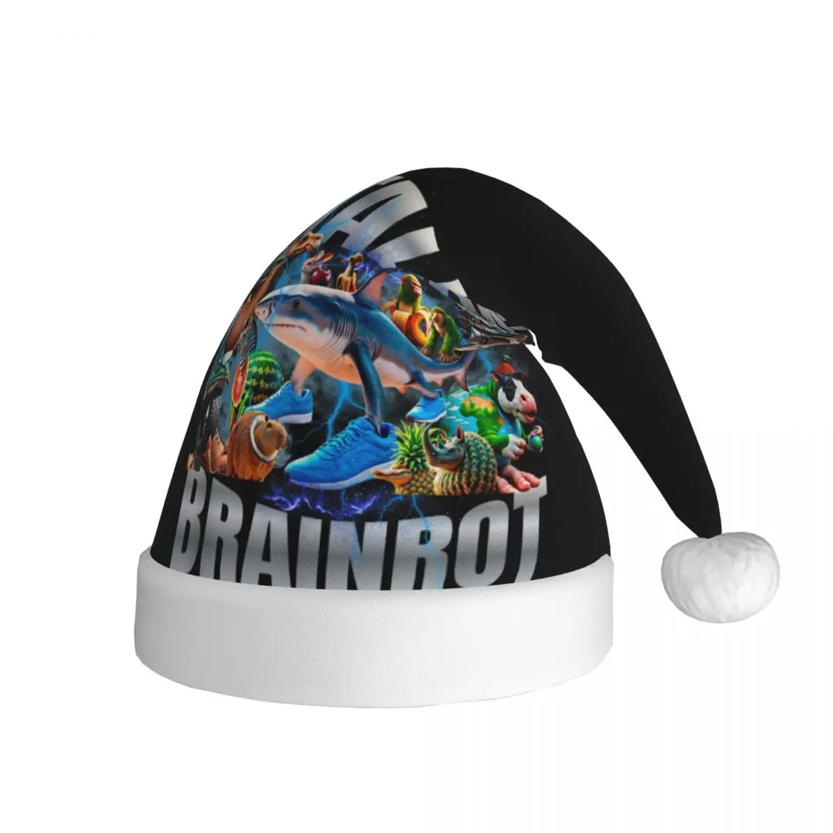 Tralalero Tralala Winter Warm Christmas Hats for Adult Men Women Italian Brainrot Meme Santa Hat Cap Xmas Party Gifts