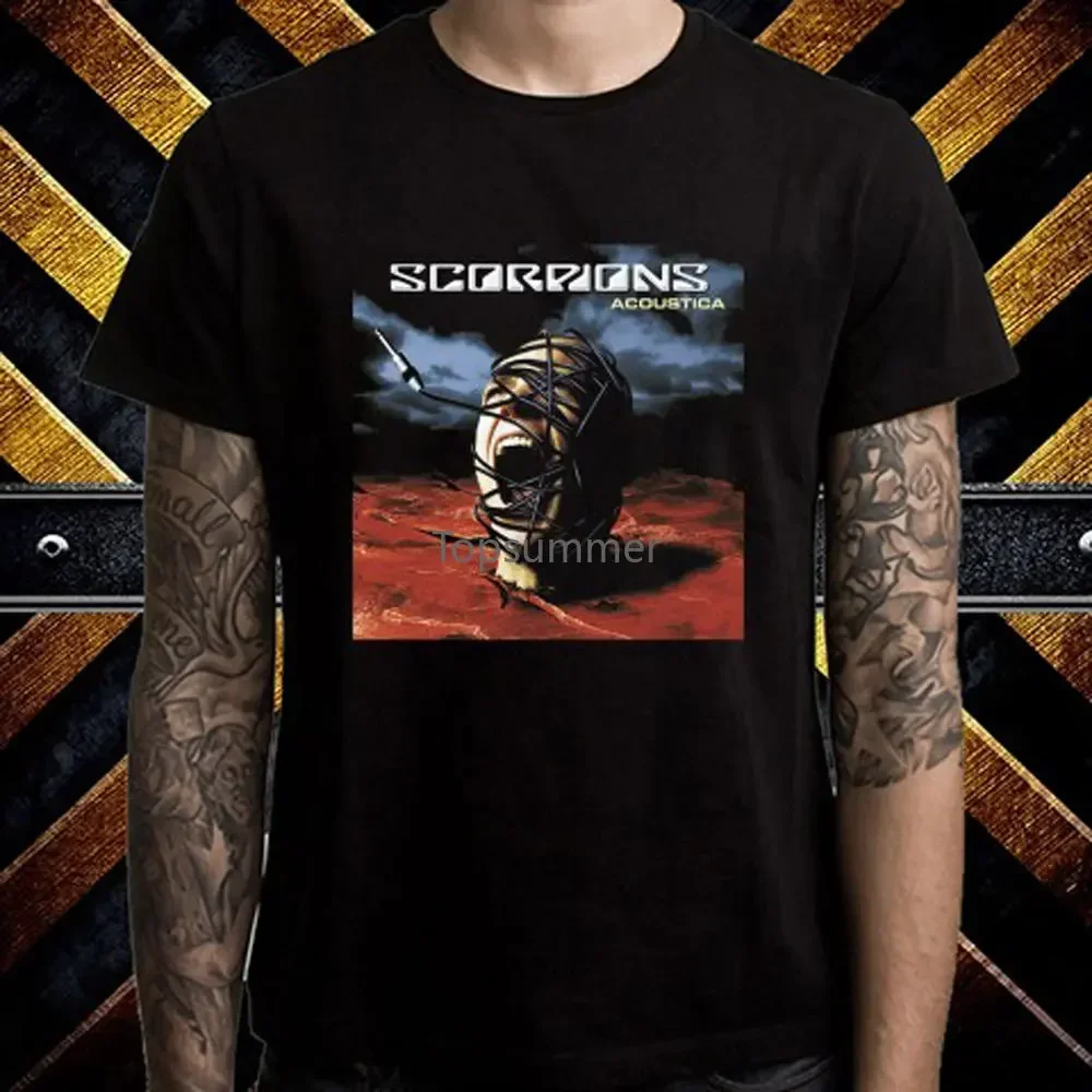 

Мужская черная футболка Scorpions Acoustica Heavy Metal Band, размер S M L Xl 2Xl 3Xl, мужская футболка с круглым вырезом 2019, летняя мужская футболка