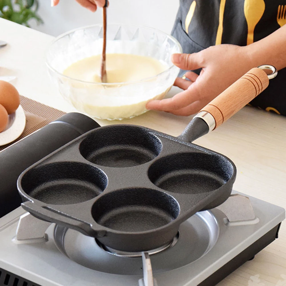 

4-Cup Cast Iron Egg Frying Pan Non Stick Pancake Pan Omelet Pan Egg Cooker Suitable for Gas Stove & Induction Cookware