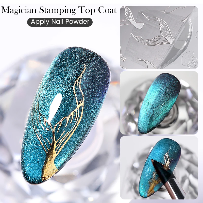 BORN PRETTY 5ml Magician Stamping Top Coat No Wipe Clear Stamping Gel ใช้เล็บผงโปร่งใสเล็บปั๊มเคลือบเงา