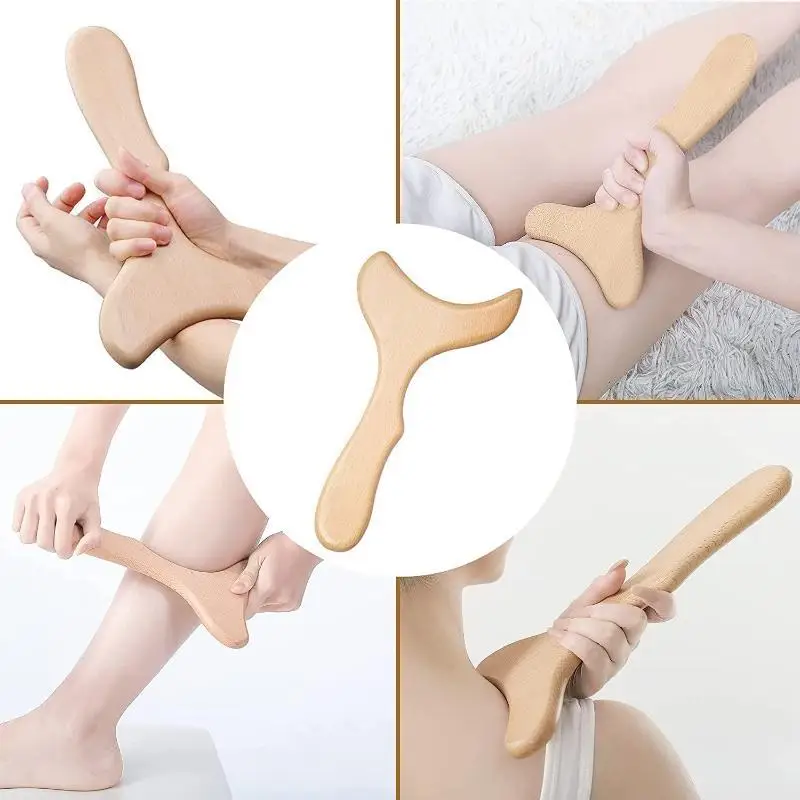 Holz-Massagewerkzeug aus Naturholz mit ergonomischem Design für Entspannung zu Hause und Muskelentspannung nach dem Training – Detail 4