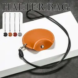 Hanging Neck Pouch Headphone Storage Bag For Outdoor Hunting Biking Small Leather Bag Handy Small Object Storage Bag