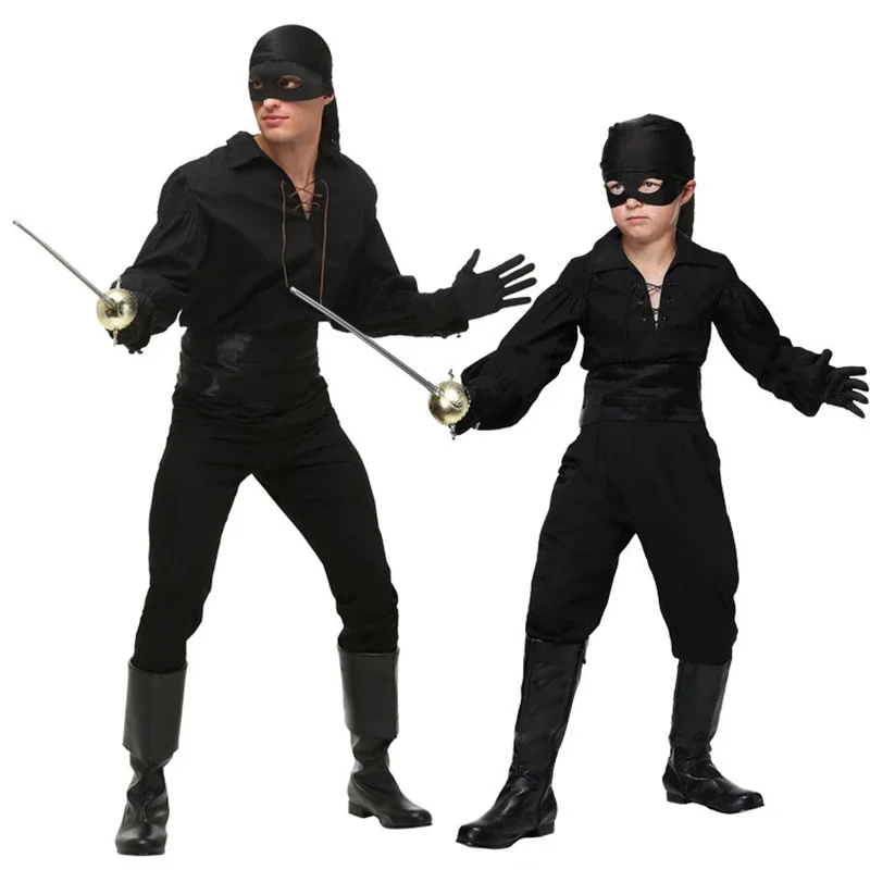 

Zorro Black Robin Cosplay Costume Man Bodysuit Unisex Superhero Cosplay Costume Adult Kids Halloween Gift Robin Eye Mask