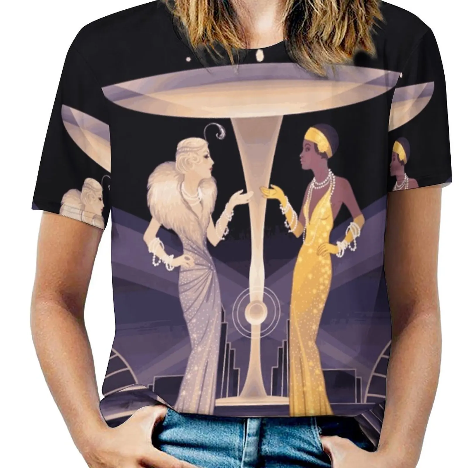 Sparkle! Bubble! Fizz! Women T-Shirt Crewneck Casual Short Sleeve Tops Summer Tees Roaring Twenties Roaring 20S 1920S 1930S