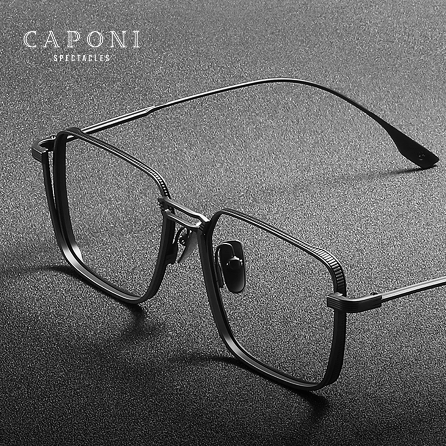 CAPONI Vintage Classic Men Glasses Pure Titanium Ultralight Anti Blue Light Computer Glasses Designer Uv400 Glasses Frames J0125