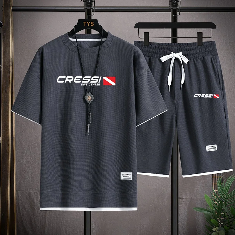 Casual 2024 Summer T Shirt + Shorts For Men Set Two Piece Motorcycles GasGas Tracksuit Set Hip Hop Streetwear Running Sport Clot