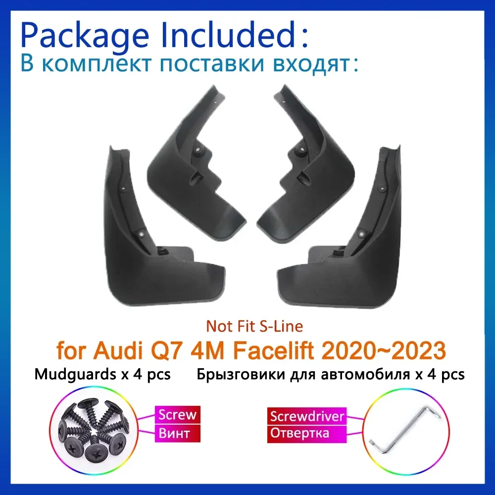 4x For Audi Q7 4M Facelift 2020 2021 - 22 2023 Mudguard Rear Fenders Mud Flaps Splash Guards Front Wheel Car Styling Accessories