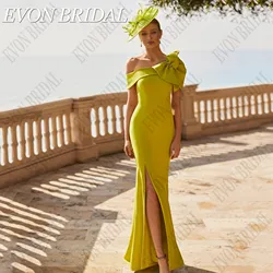EVON BRIDAL Elegant One Shoulder robes de soirée Mermaid Side Slit Simple Satin Formal Occasion Dresses Off Shoulder Customized