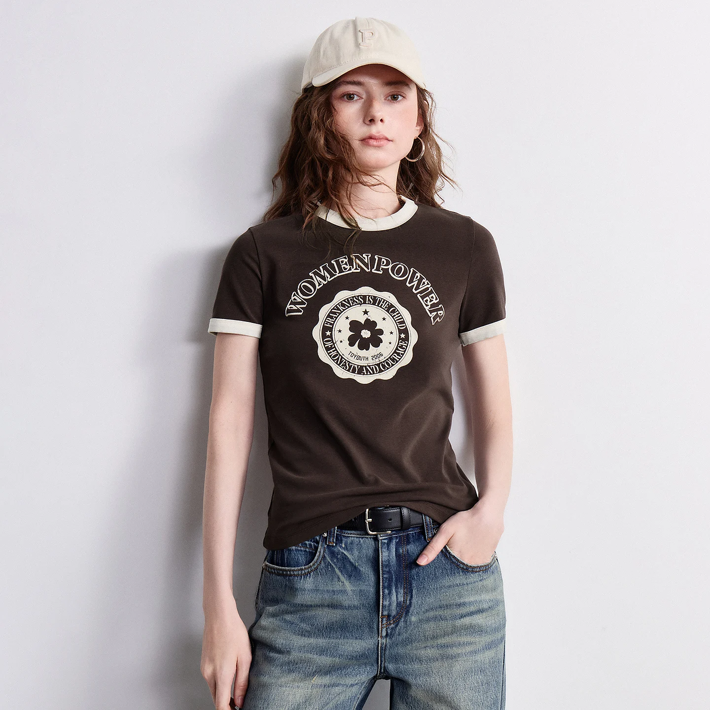 Women's Lyocell Cotton Slim Fit T-Shirt with Letter Print