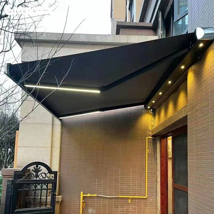 

Custom Size Motorized Retractable Sunshade with Aluminum Alloy Frame Pressure Treated Wood for Coffee Shops Gardens Patios