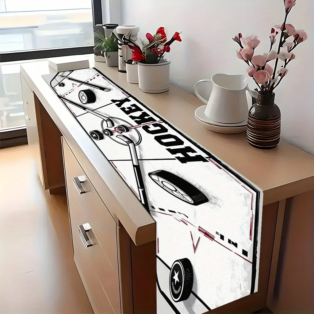 1pc Desktop Hockey Table Runner Festive Decorative Cloth for Home Kitchen Dining Office Living Room Holiday Party Decor