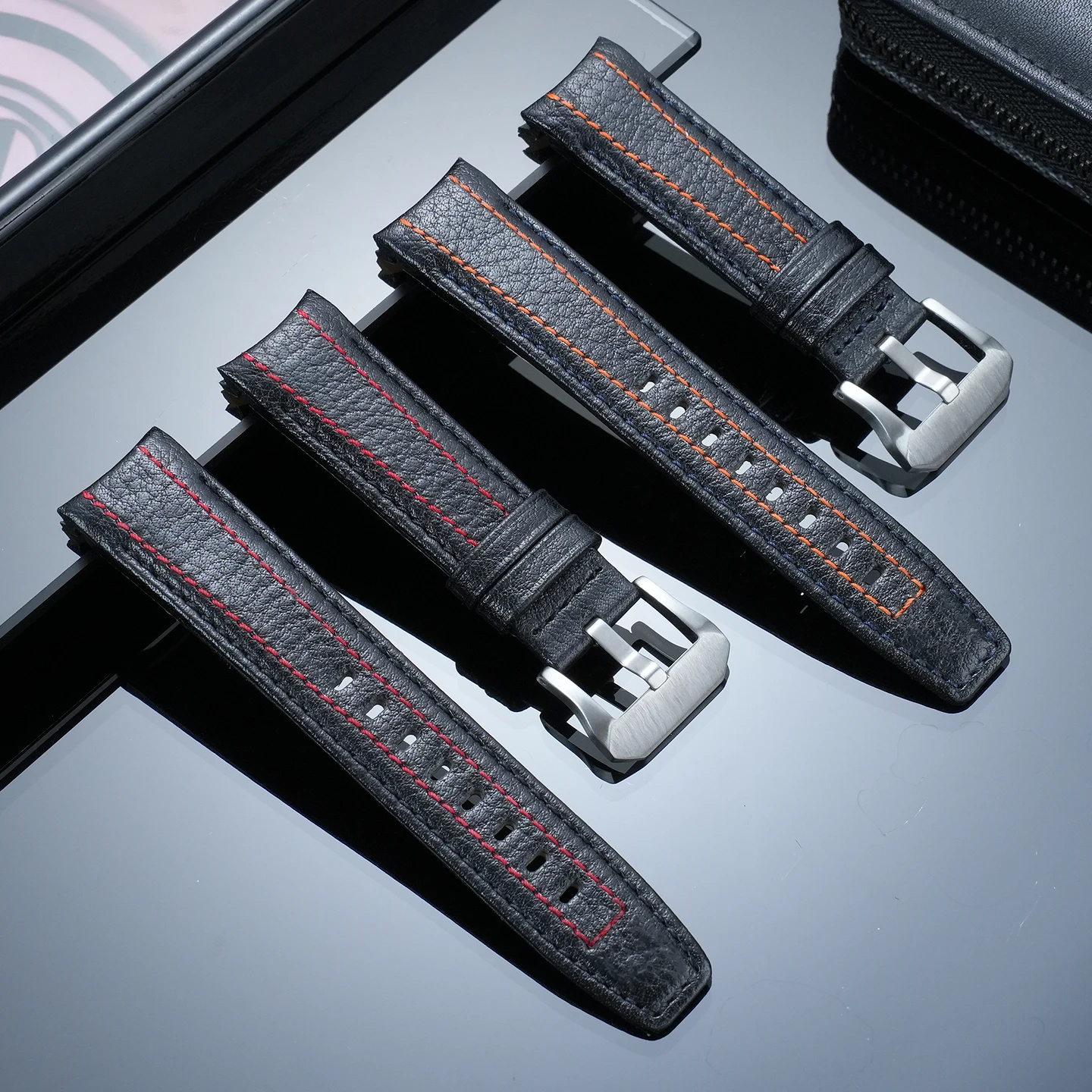 Curved End Genuine Leather Wristband Comfortable Cowhide Watch Strap for Citizen Eco‑Drive JW0138 JW0139 JW0148‑12L Watch strap