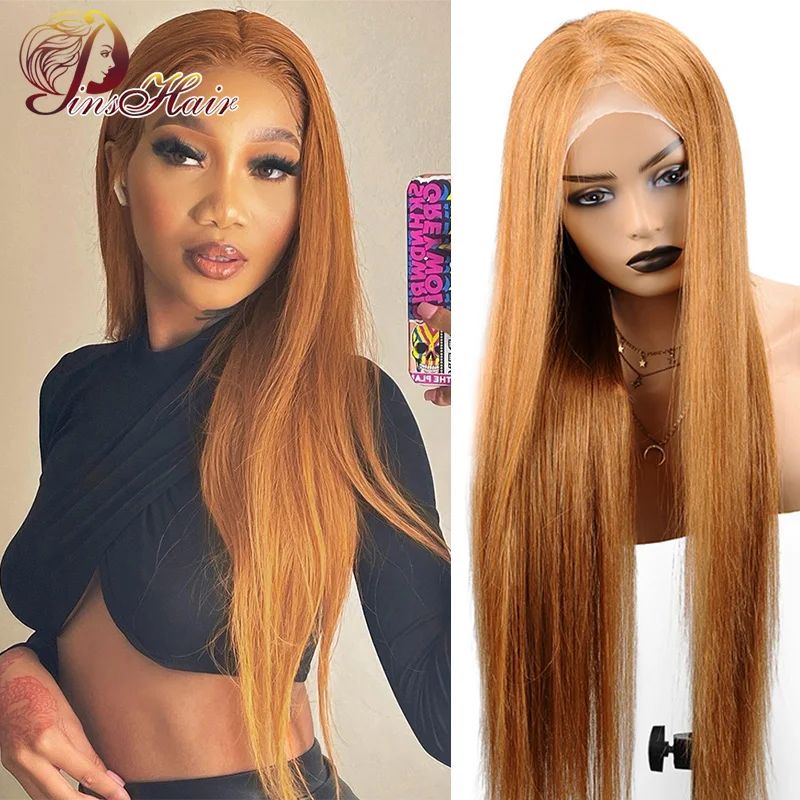 

Ginger Blonde 13X6 HD Lace Front Human Hair Wigs Pre-Plucked Straight Lace Front Wig for Women Honey Blonde Remy Human Hair Wig