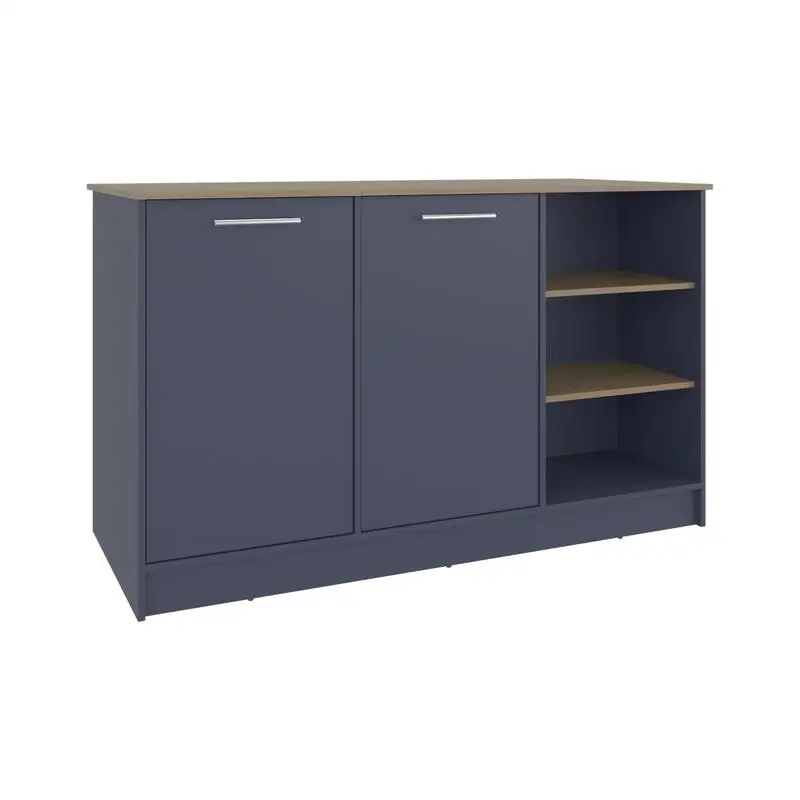 جزيرة مطبخ الزنجبيل مع أرفف مفتوحة وخزائن للتخزين ومنظم المطبخ قائم على الأرض وحل الديكور