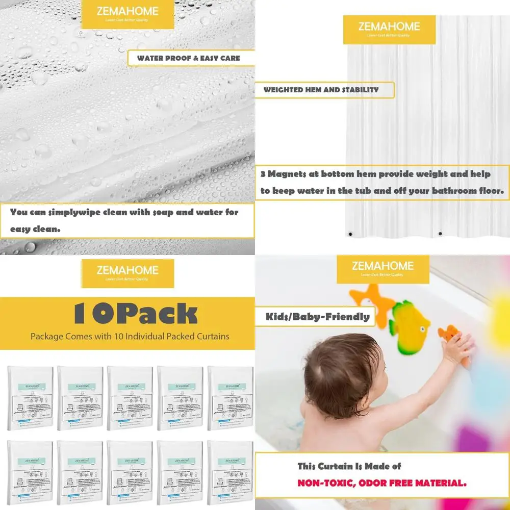 

Легкая прозрачная душевая занавеска из ПЭВА 72 x 72 см с нержавеющими люверсами и утяжеленными магнитами